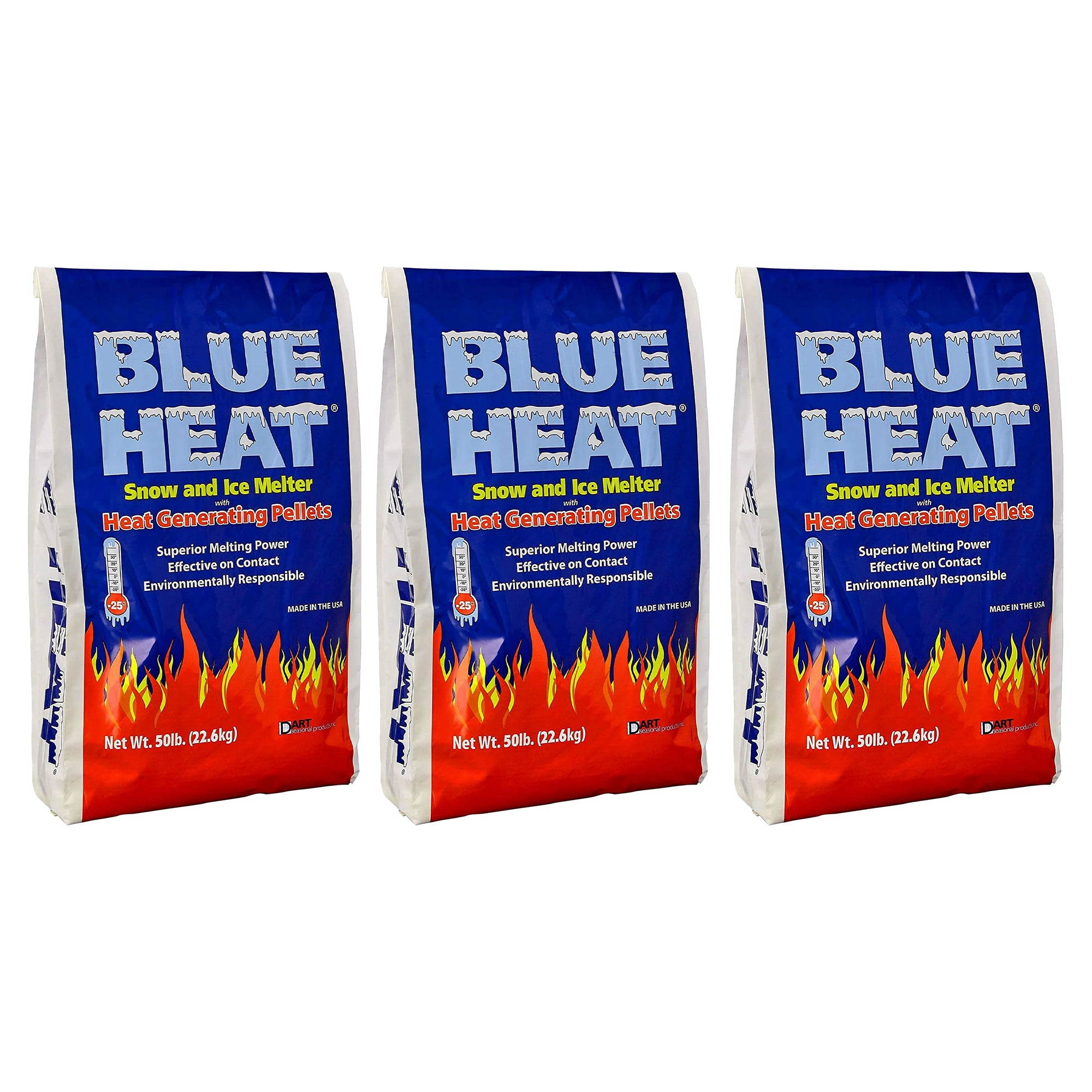Snow Joe 3 Pack Blue Heat Snow & Ice Melter, Heat Pellets, Non-Staining, 20 lbs - VMInnovations