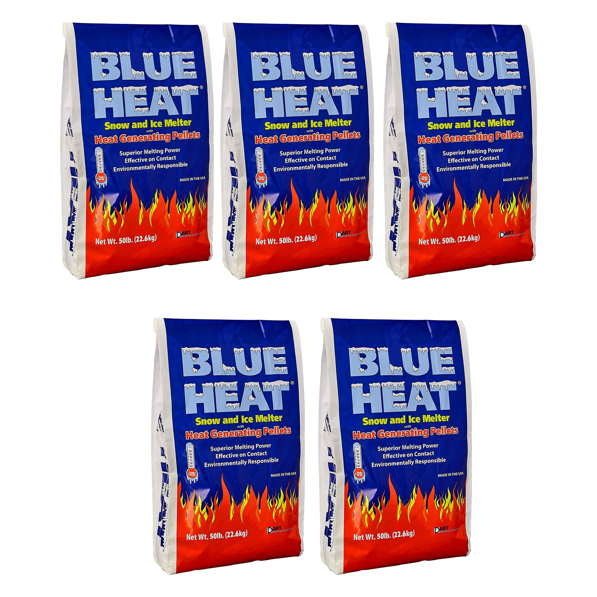 Snow Joe 5 Pack Blue Heat Snow & Ice Melter, Heat Pellets, Non-Staining, 20 lbs - VMInnovations
