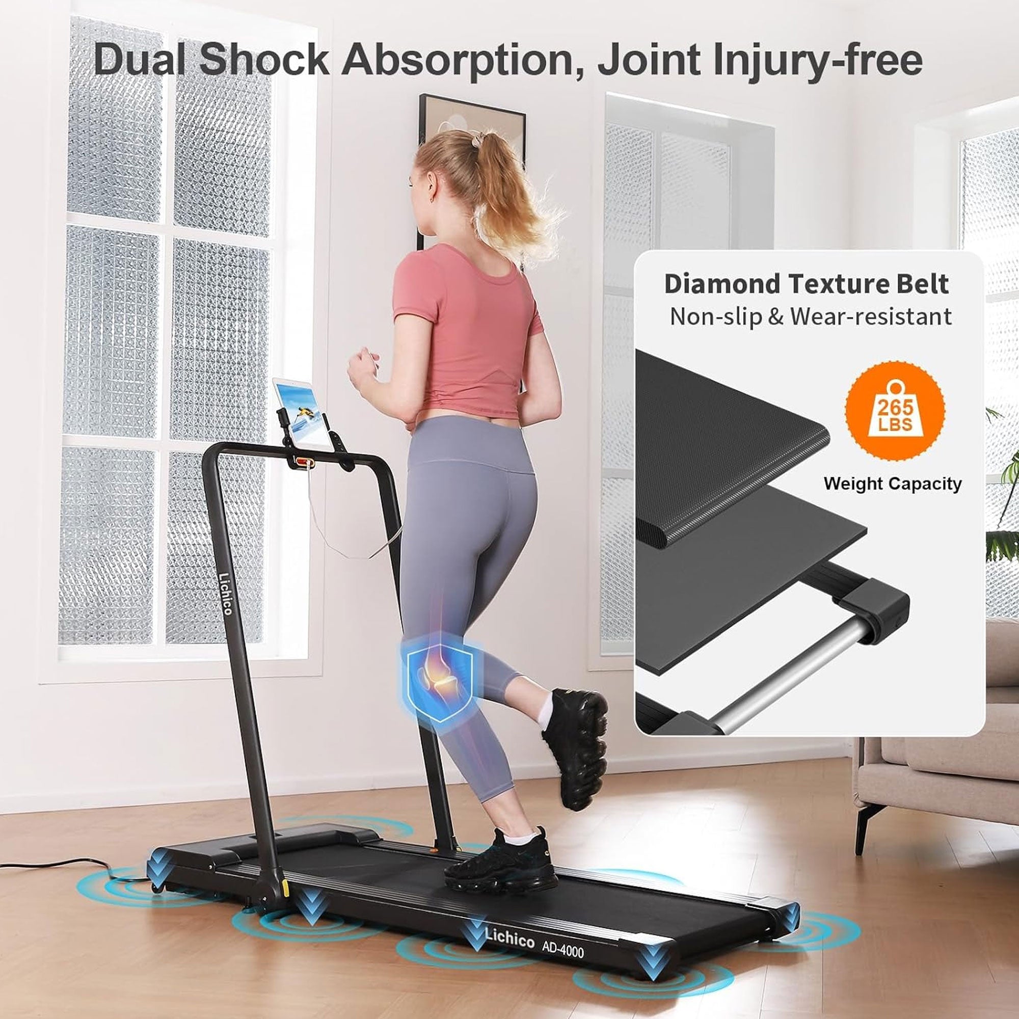 Lichico Walking Pad Under Desk Treadmill, Exercise Machine w/Remote (For Parts)