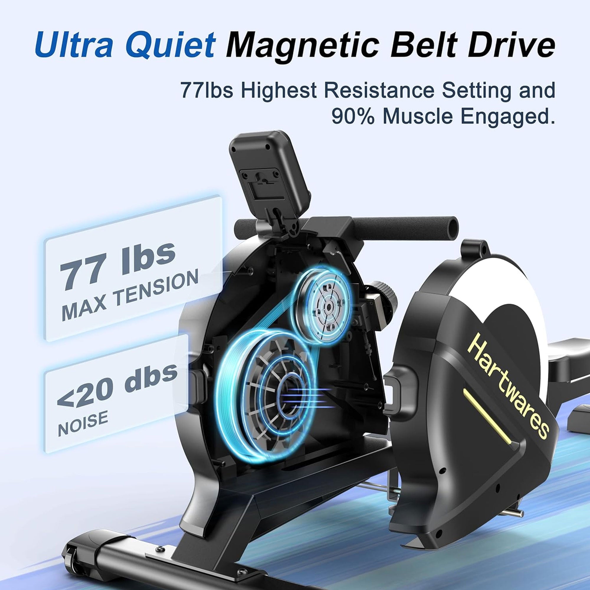 Hartwares Magnetic Rowing Machine, Rower w/16 Resistance levels & App(Open Box) - VMInnovations