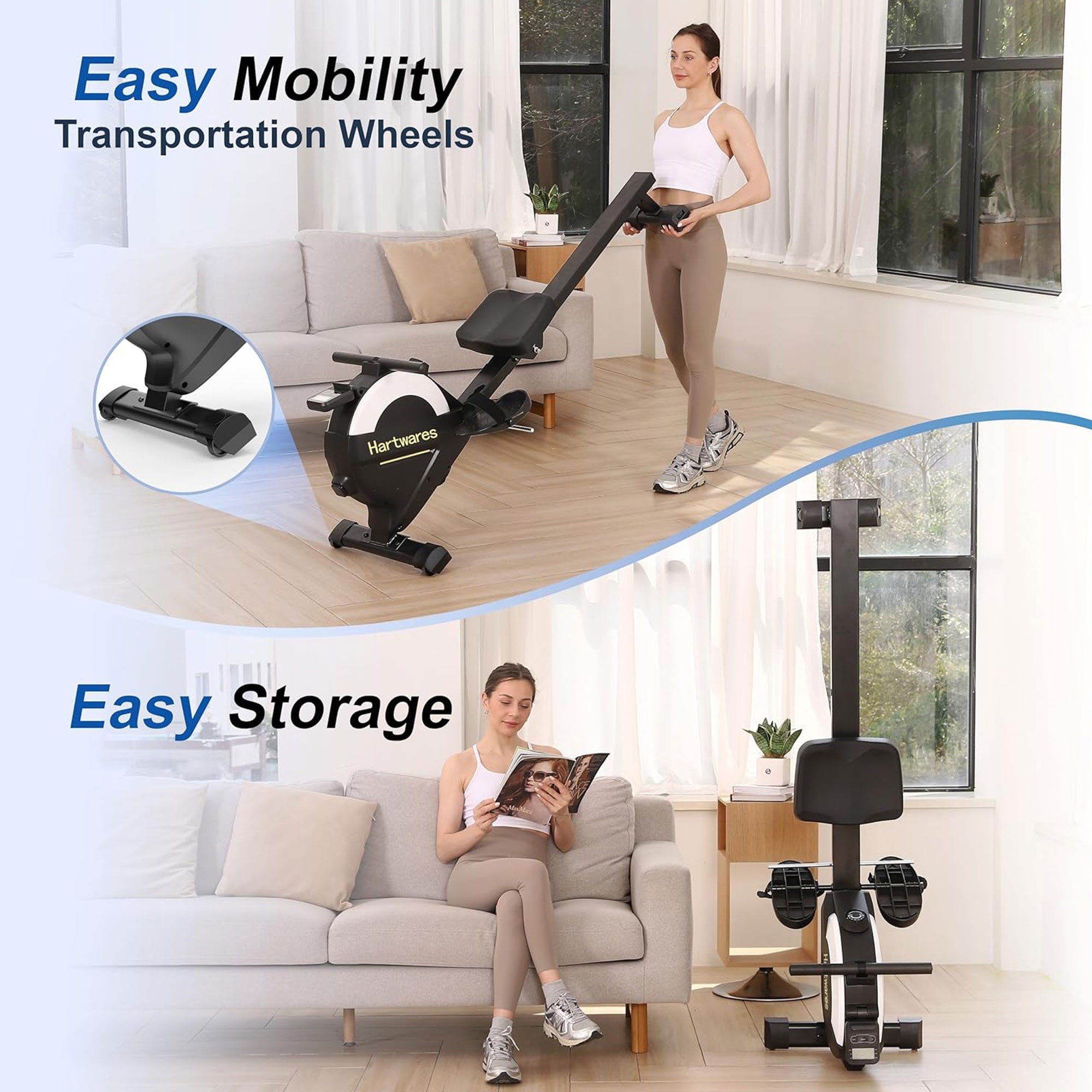 Hartwares Magnetic Rowing Machine, Rower w/16 Resistance levels & App(Open Box) - VMInnovations