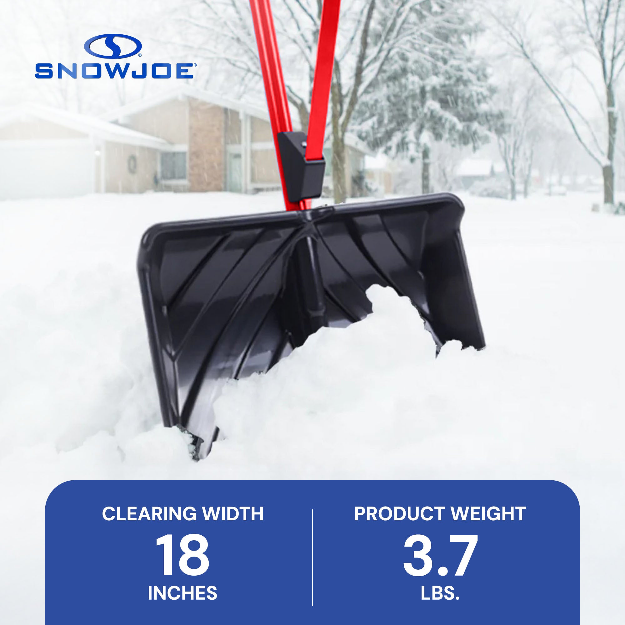 Snow Joe Shovelution Snow Shovel w/ 18" Shovel Blade and Handle, SJ-SHLV01-RED
