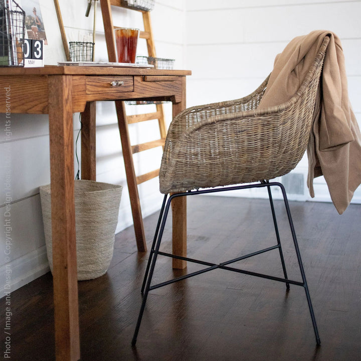 texxture Ormond Woven Rattan Dining Chair Metal Legs for Home Furniture, Natural - VMInnovations