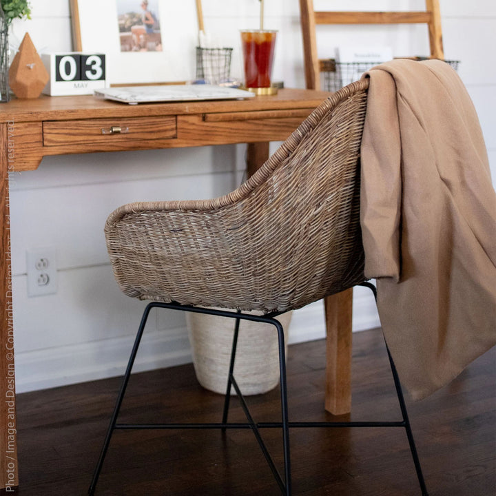 texxture Ormond Woven Rattan Dining Chair Metal Legs for Home Furniture, Natural - VMInnovations
