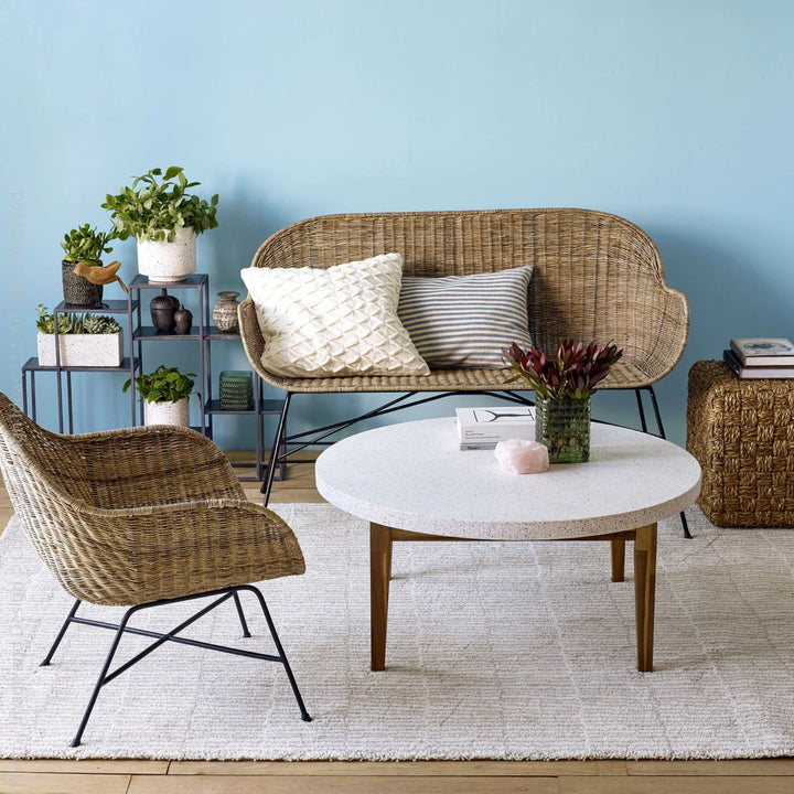 texxture Ormond Woven Rattan Patio and Lounge Chair with Metal Legs, Natural - VMInnovations