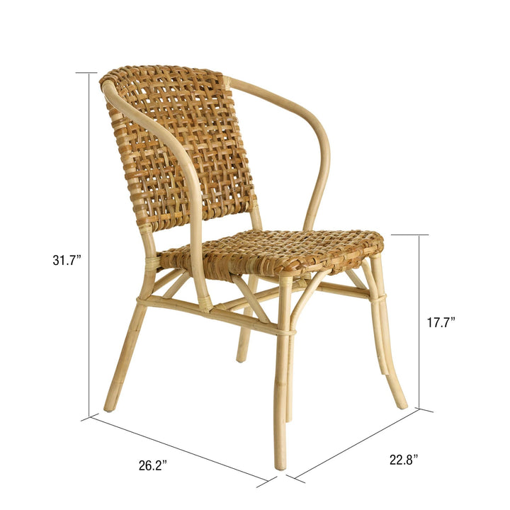 texxture 2 Pack Lilas Woven Rattan Bistro Chairs for Home Furniture, Natural - VMInnovations