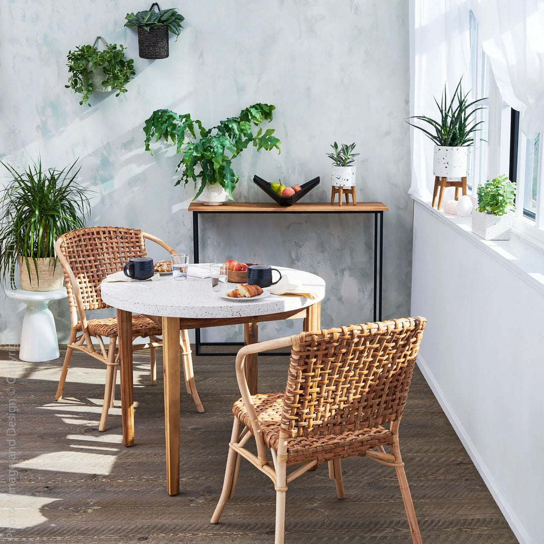 texxture 2 Pack Lilas Woven Rattan Bistro Chairs for Home Furniture, Natural - VMInnovations