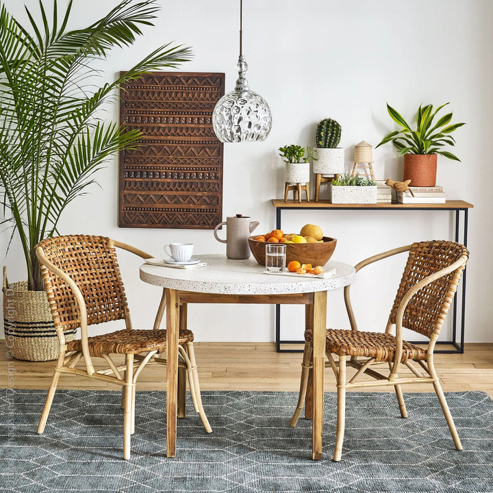 texxture 2 Pack Lilas Woven Rattan Bistro Chairs for Home Furniture, Natural - VMInnovations