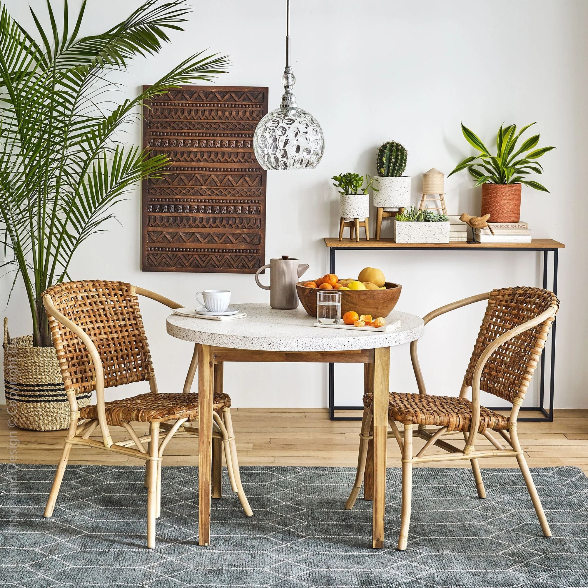 texxture 2 Pack Lilas Woven Rattan Bistro Chairs for Home Furniture, Natural - VMInnovations