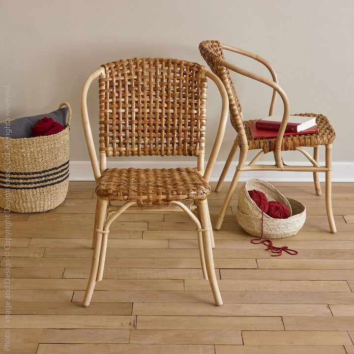 texxture 2 Pack Lilas Woven Rattan Bistro Chairs for Home Furniture, Natural - VMInnovations