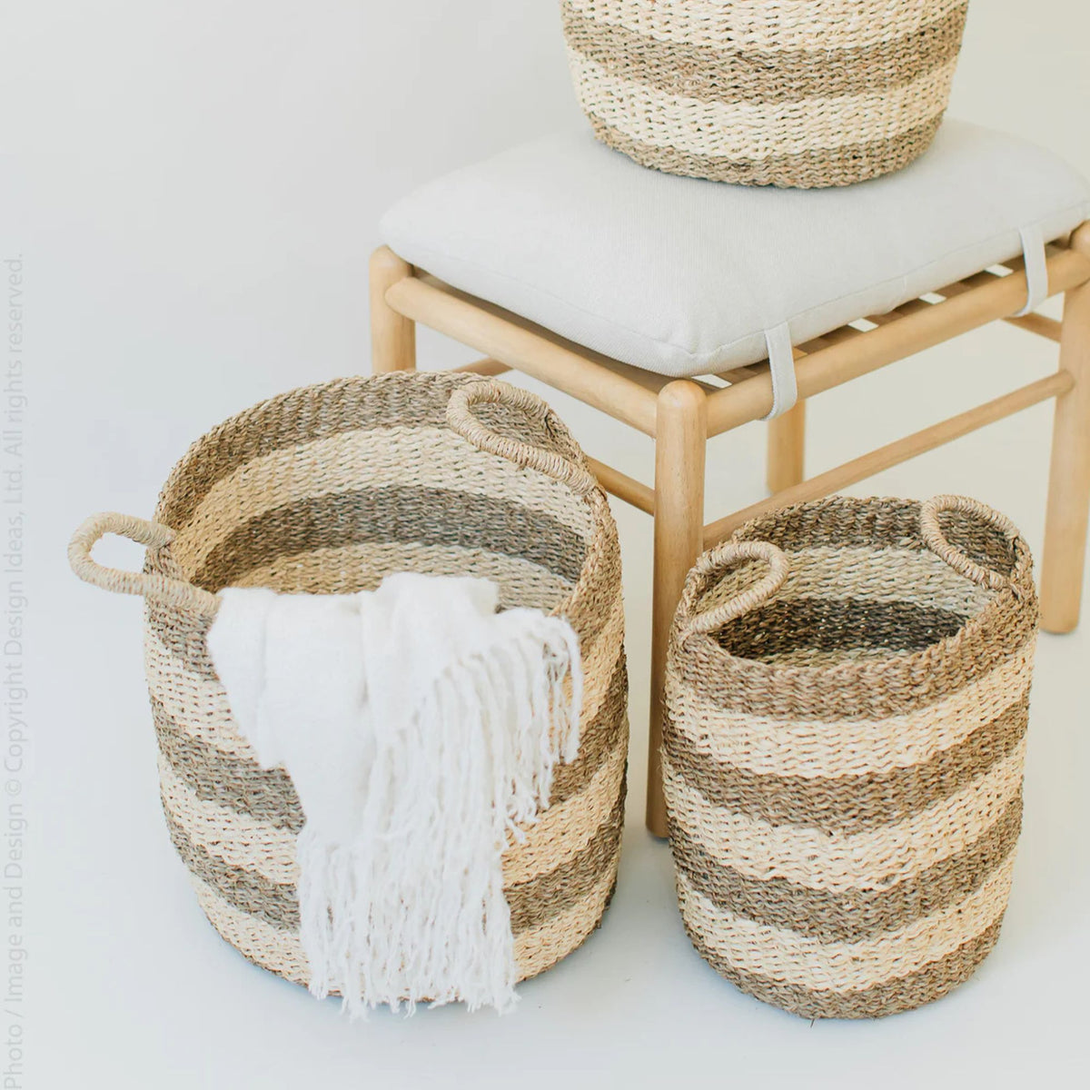 texxture 3 Pk Camden Woven Basket Nesting Organizer Bins, Home Decor (For Parts)
