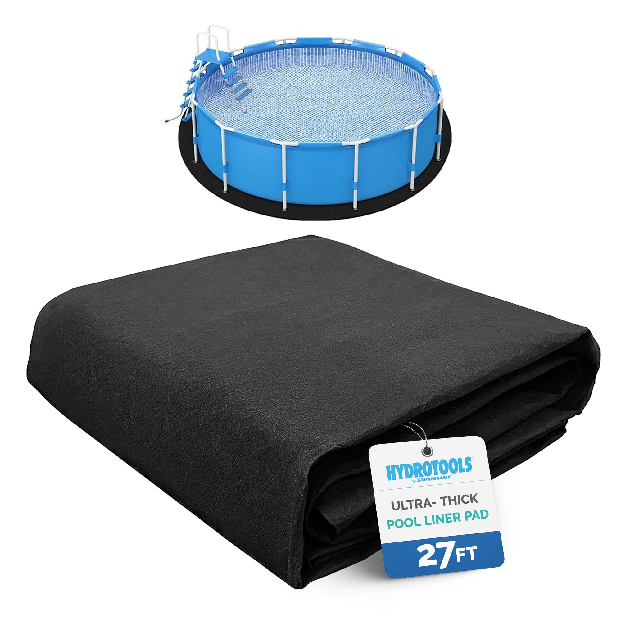 Swimline Hydrotools Above Ground Round Liner Pad, Pool Protector Mat, 27 Ft - VMInnovations