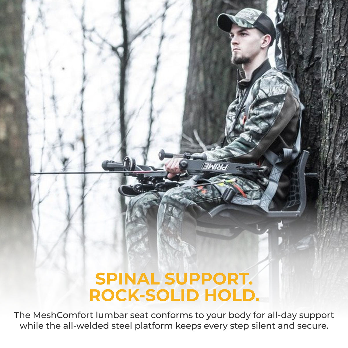 Hawk CRUZR Hang On Stand, Lumbar Seat Hunting Gear with Welded Platform, 34x24"