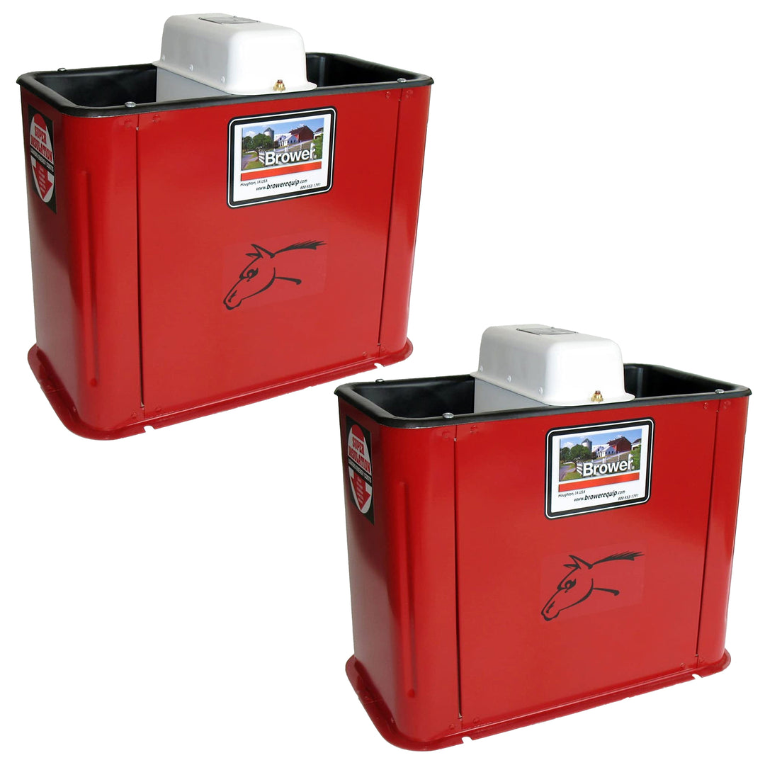 Brower 2 Pack Electric Heated Livestock Waterer, 18 Inch Insulated Steel, Red