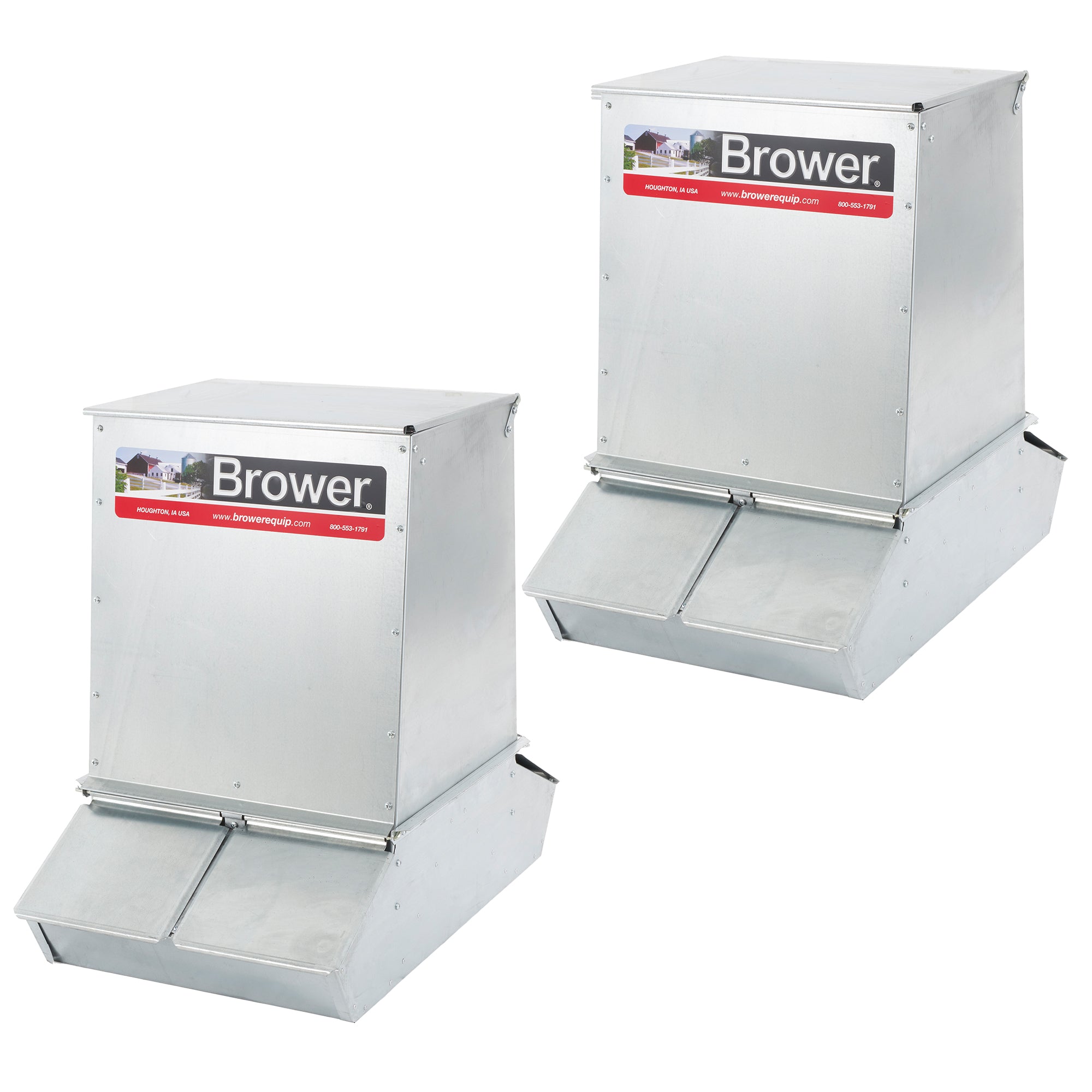 Brower 2 Pack 4 Door Hog Supplement Feeder for Livestock, 7 Bushels for 20 Hogs - VMInnovations