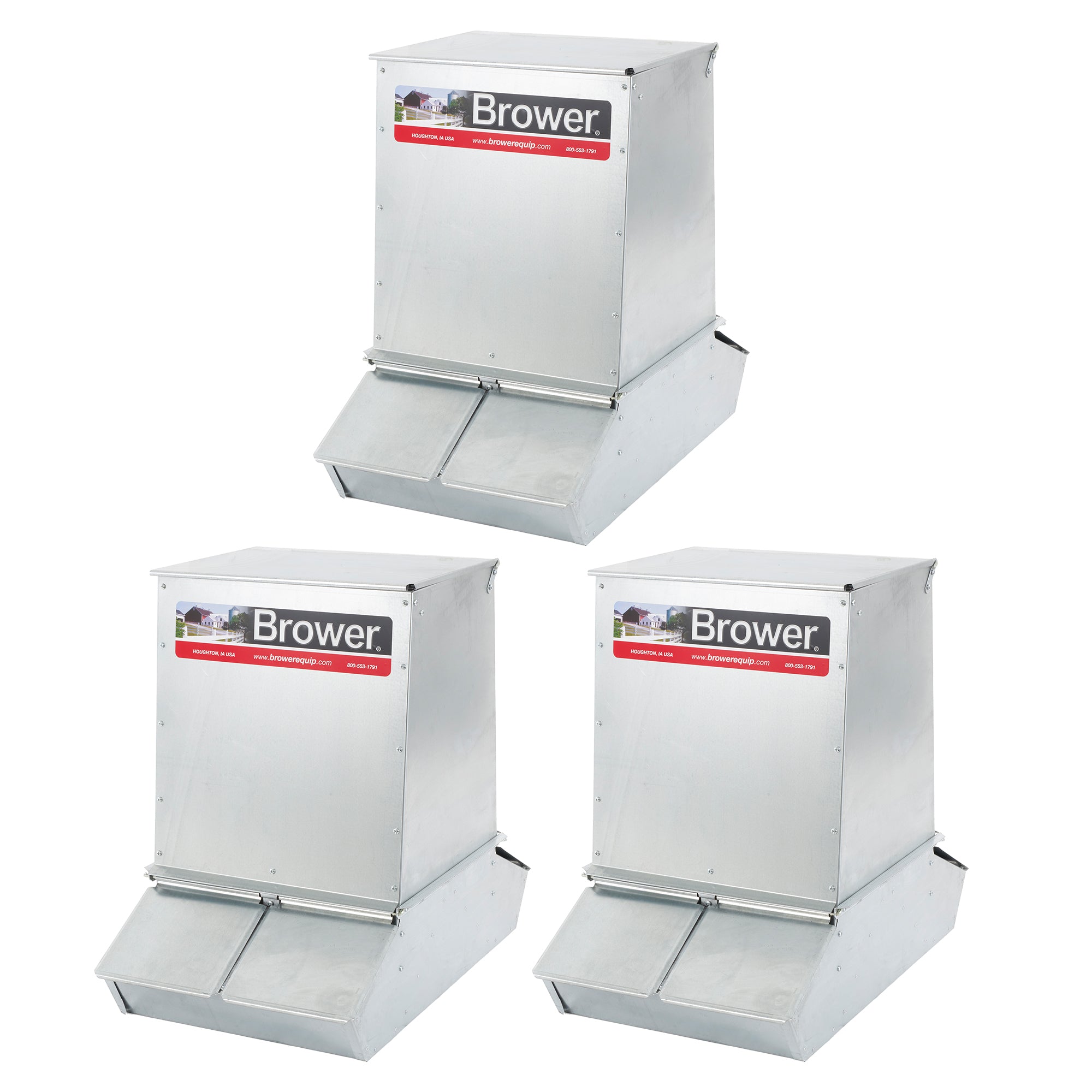 Brower 2 Pack 4 Door Hog Supplement Feeder for Livestock, 7 Bushels for 20 Hogs - VMInnovations