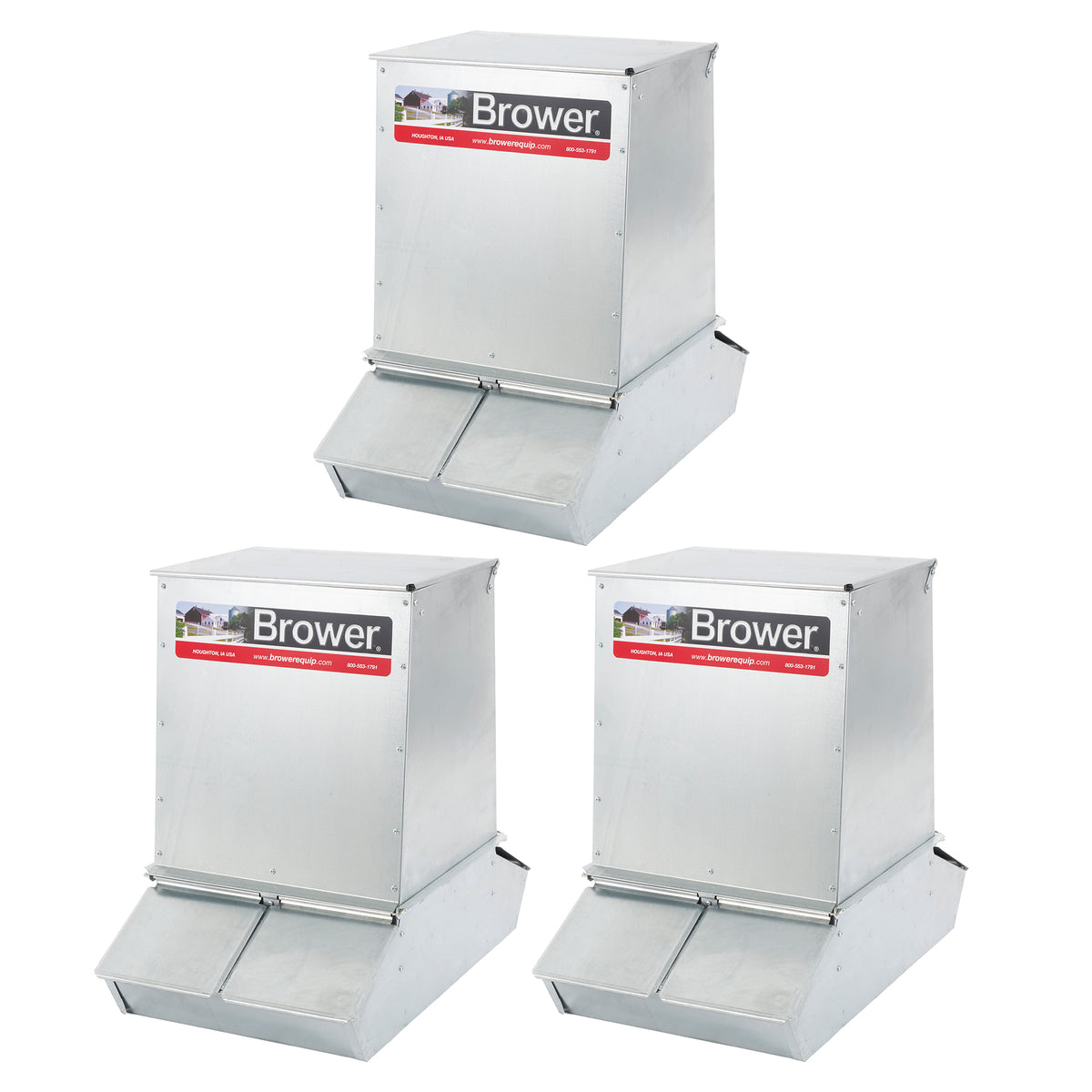 Brower 2 Pack 4 Door Hog Supplement Feeder for Livestock, 7 Bushels for 20 Hogs
