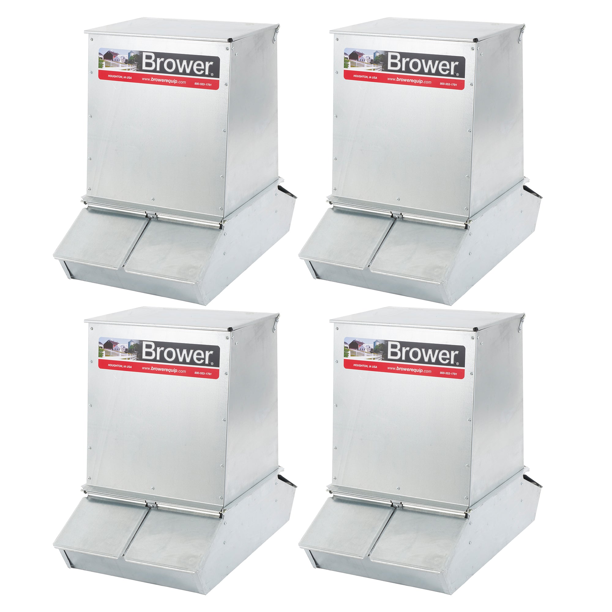 Brower 4 Pack 4 Door Hog Supplement Feeder for Livestock, 7 Bushels for 20 Hogs - VMInnovations