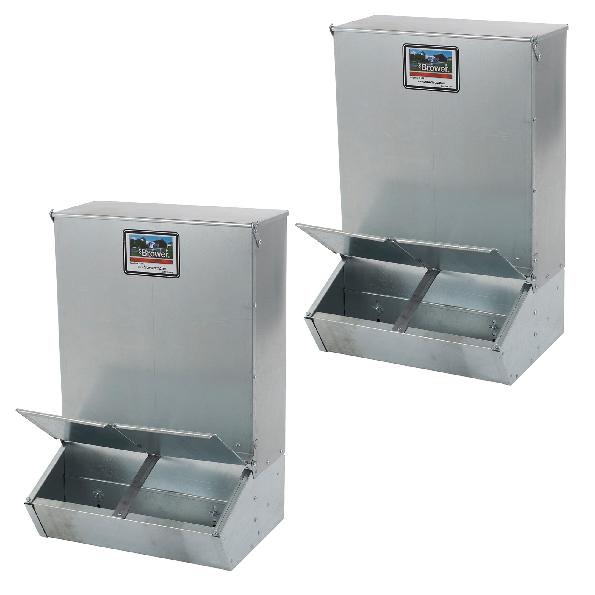Brower 2 Pack 2 Door Hog Supplement Feeder for Livestock, 3.7 Bushels for 8 Hogs - VMInnovations