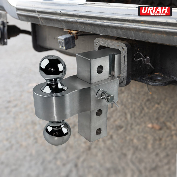 Uriah Products Adjustable Aluminum Hitch Mount with 2" & 2.31" Balls, Silver - VMInnovations