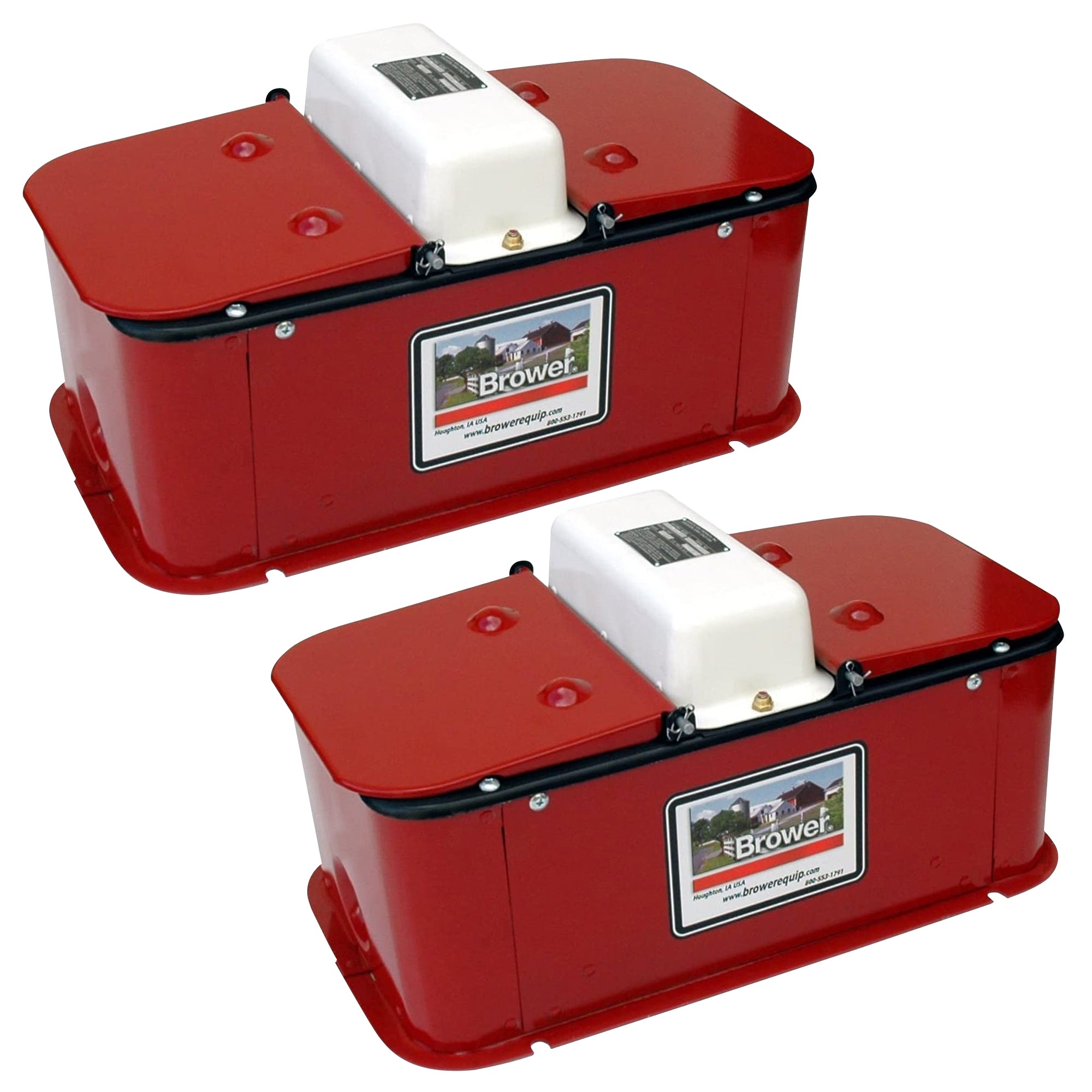 Brower 2 Pack Electric Heated Livestock Waterer, 11 Inch Insulated Steel, Red - VMInnovations