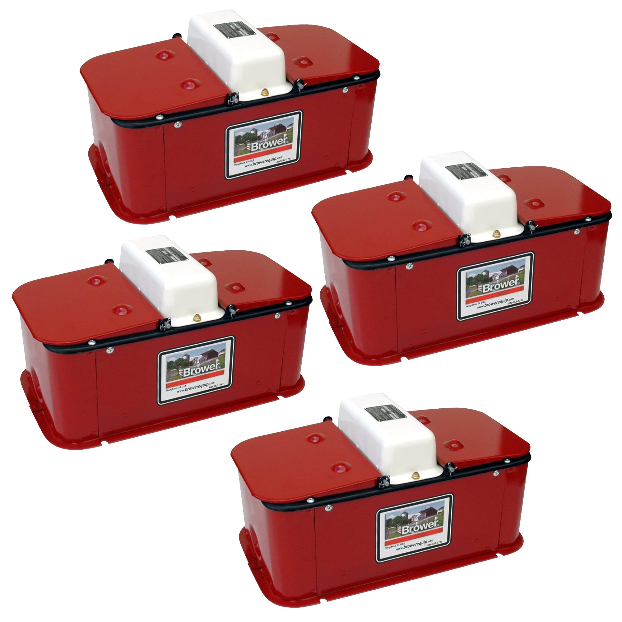 Brower 4 Pack Electric Heated Livestock Waterer, 11 Inch Insulated Steel, Red - VMInnovations