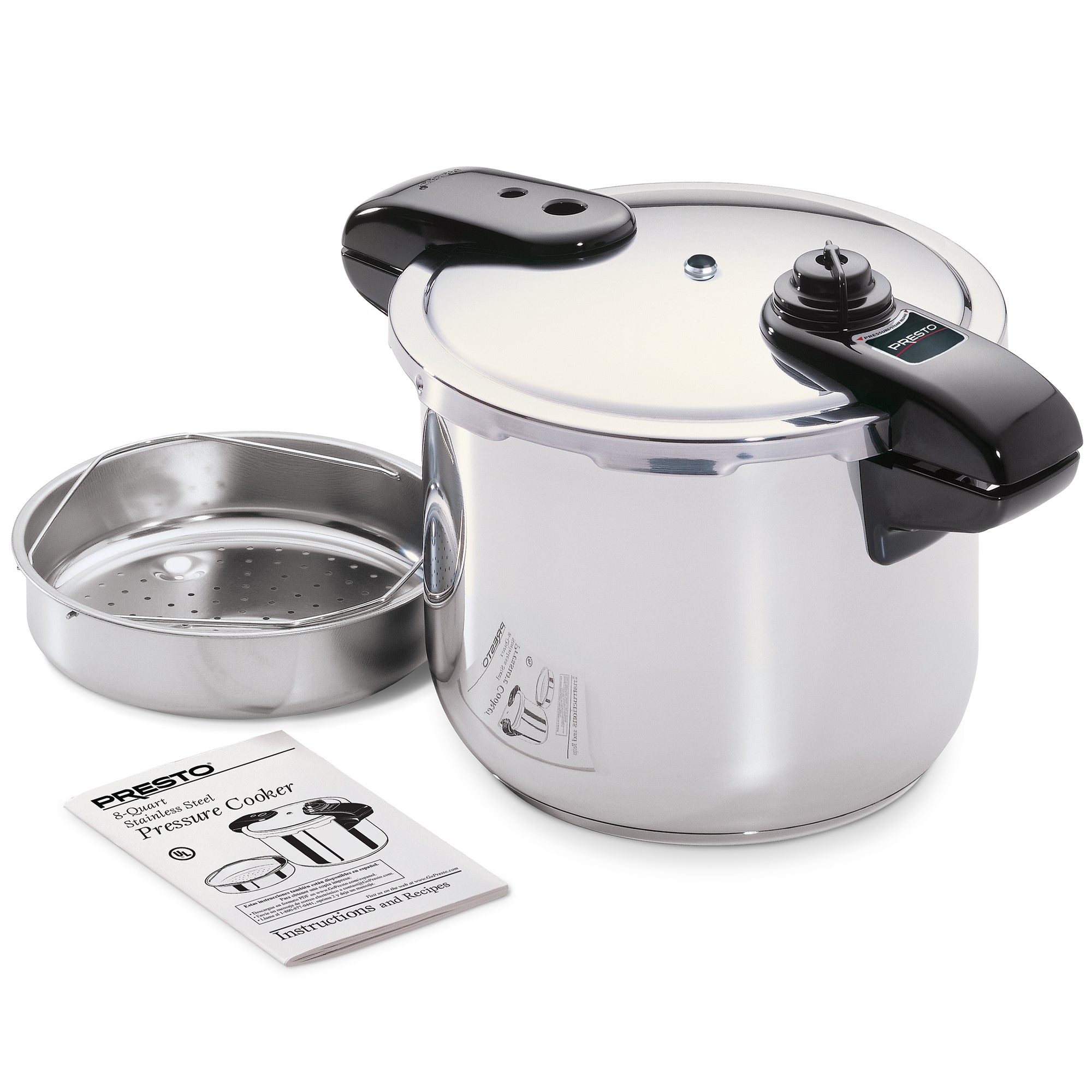 Presto 01370 8 Quart Stainless Steel Pressure Cooker, Tri Clad Base (Open Box) - VMInnovations