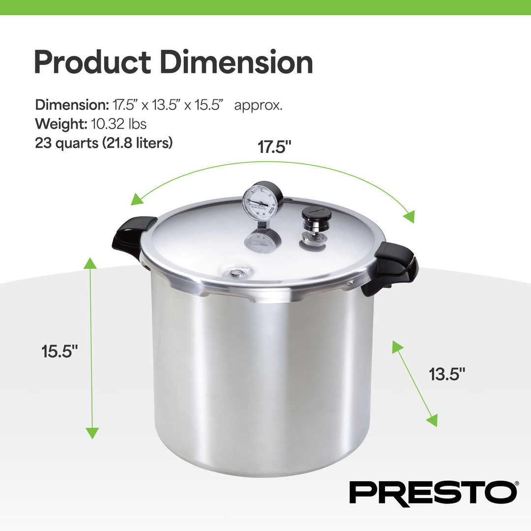 Presto 01784 23 Quart Pressure & Boil Canner Induction Capable, Aluminum, Silver - VMInnovations