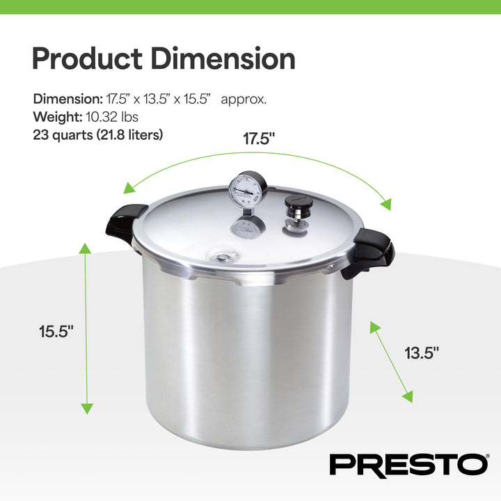 Presto 01784 23 Quart Pressure & Boil Canner Induction Capable, Aluminum, Silver - VMInnovations