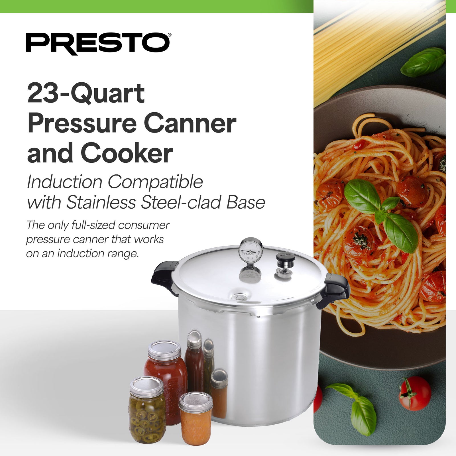 Presto 01784 23 Quart Pressure & Boil Canner Induction Capable, Aluminum, Silver - VMInnovations