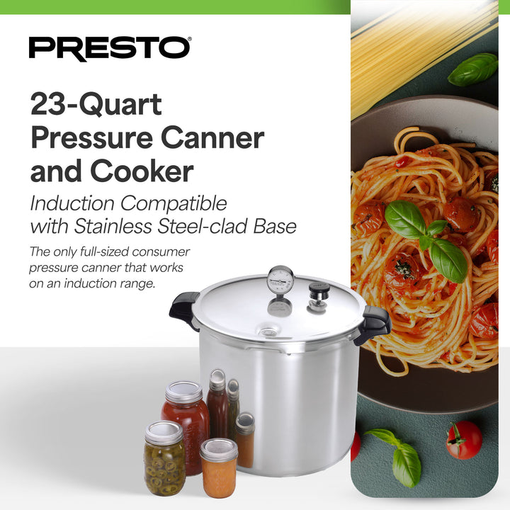 Presto 01784 23 Quart Pressure & Boil Canner Induction Capable, Aluminum, Silver - VMInnovations