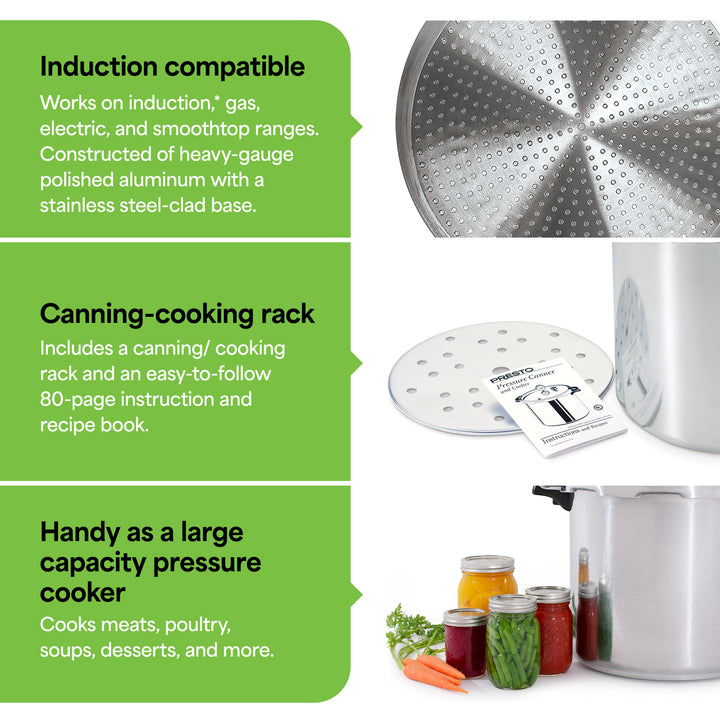 Presto 01784 23 Quart Pressure & Boil Canner Induction Capable, Aluminum, Silver - VMInnovations