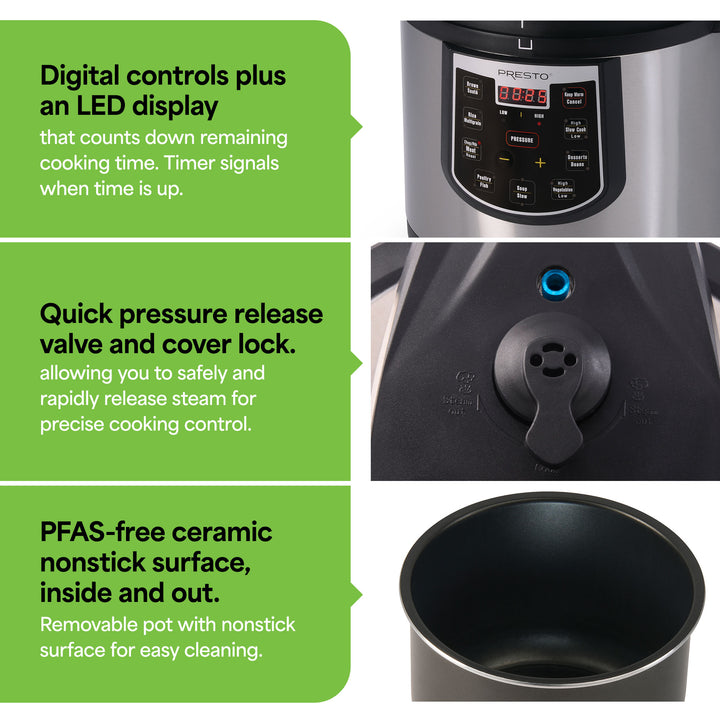 Presto 6 Qt Electric Pressure Cooker Plus Programmable Slow Cooker (Open Box)