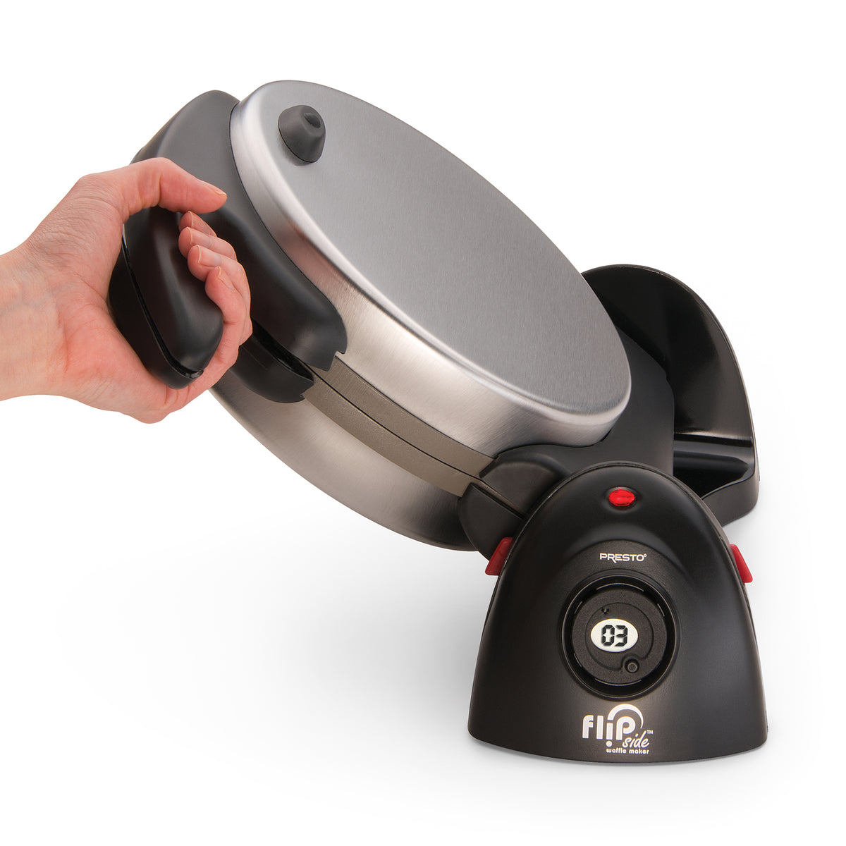 Presto FlipSide Belgian Waffle Maker, Ceramic Appliance, 7", Black (Open Box) - VMInnovations