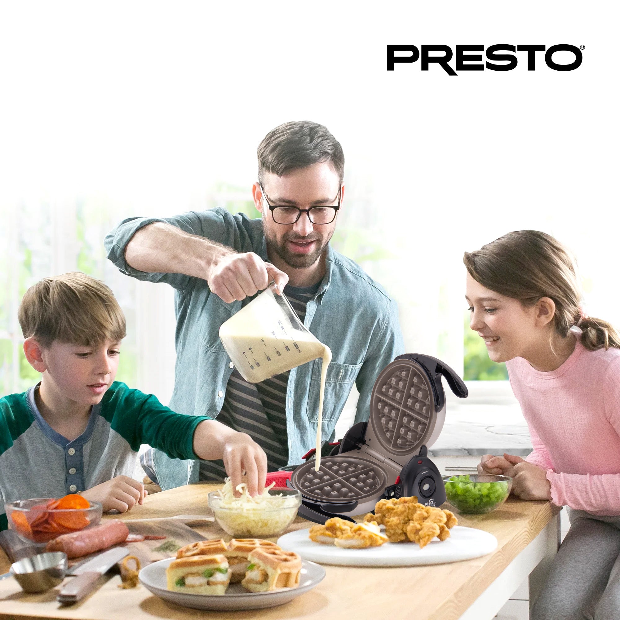 Presto FlipSide Belgian Waffle Maker, Ceramic Kitchen Appliance, 7 Inch, Black - VMInnovations
