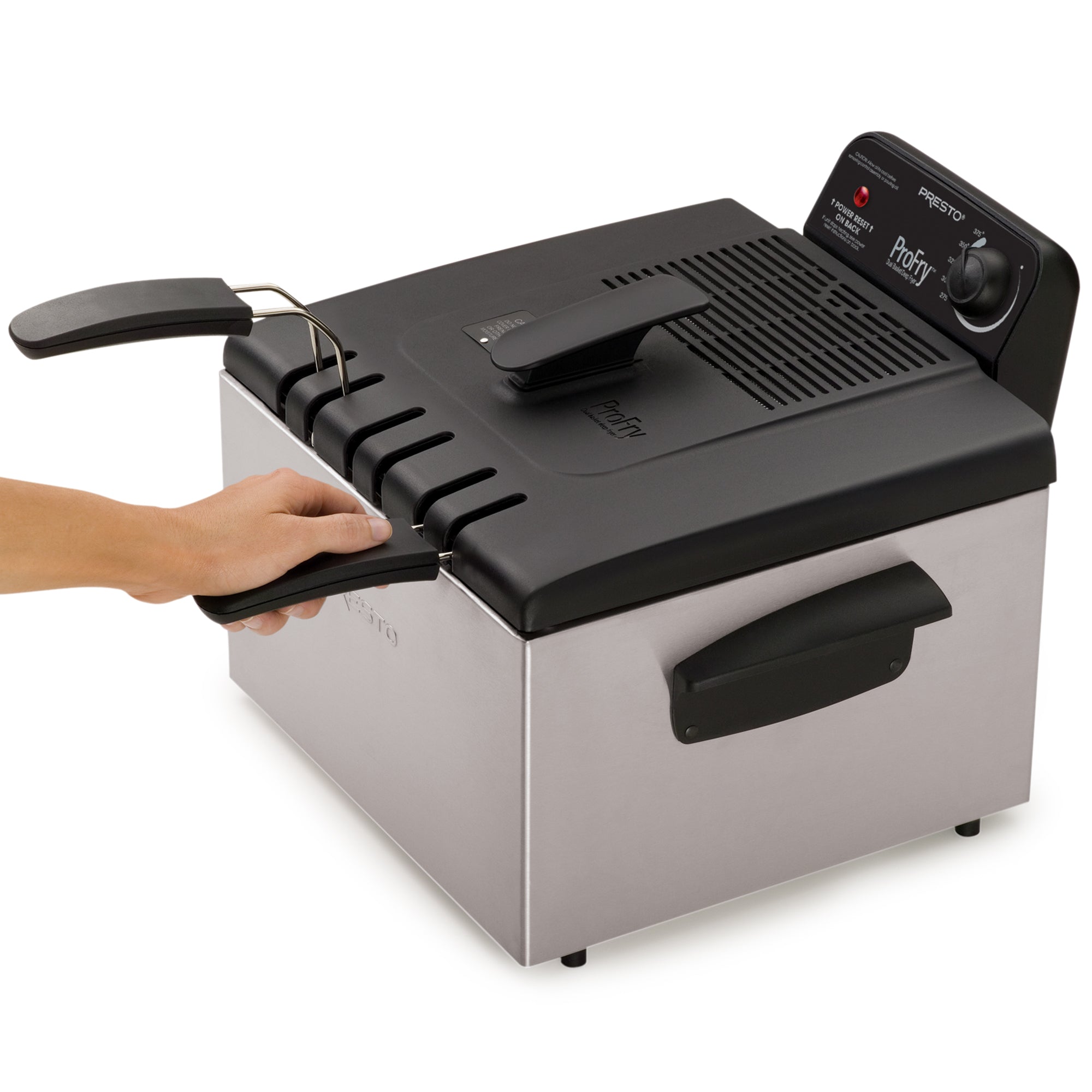 Presto ProFry Dual Basket Deep Fryer, 1800W Immersion Element, Stainless Steel - VMInnovations