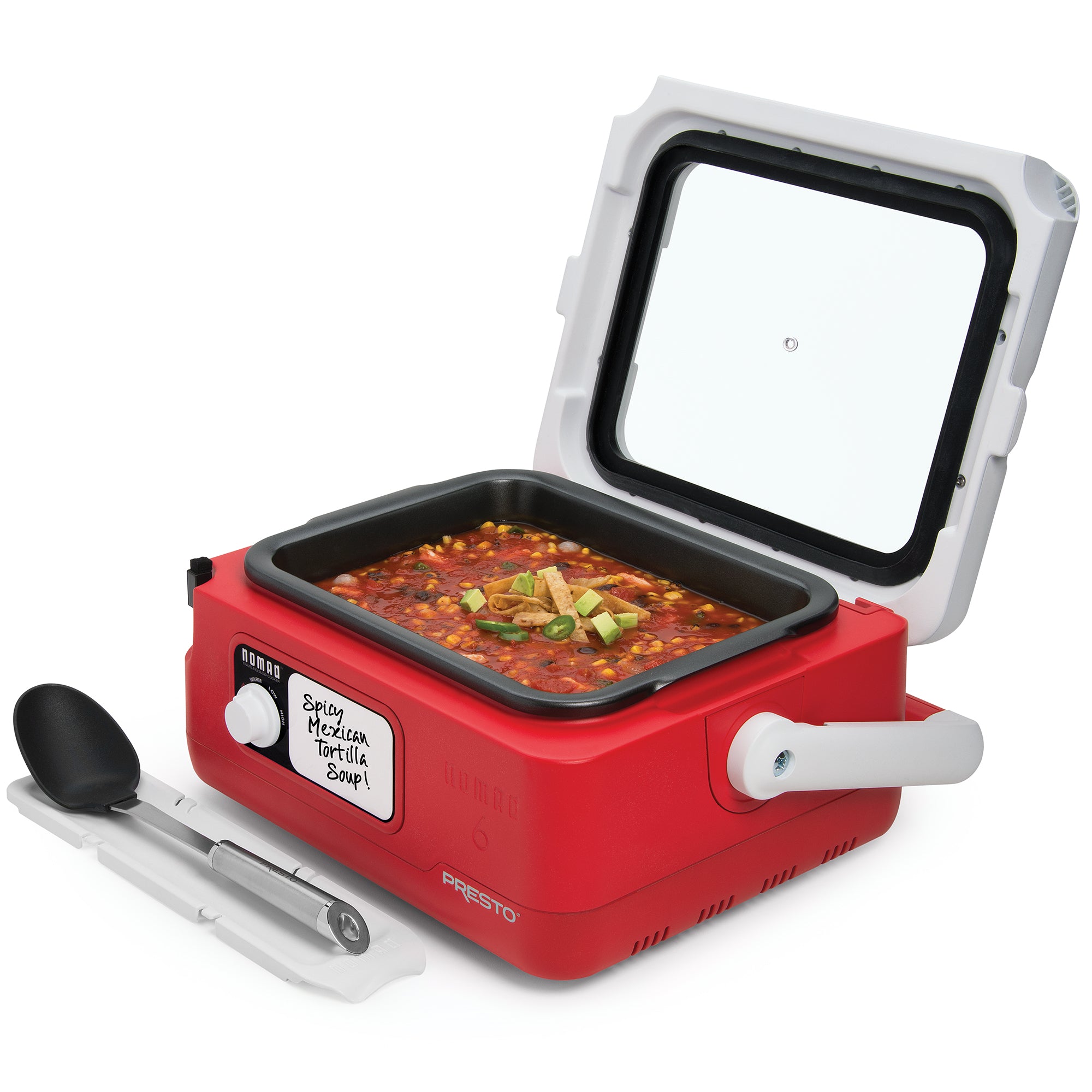 Presto 06011 6 Quart Nomad Portable Electric Slow Cooker with Locking Lid, Red - VMInnovations