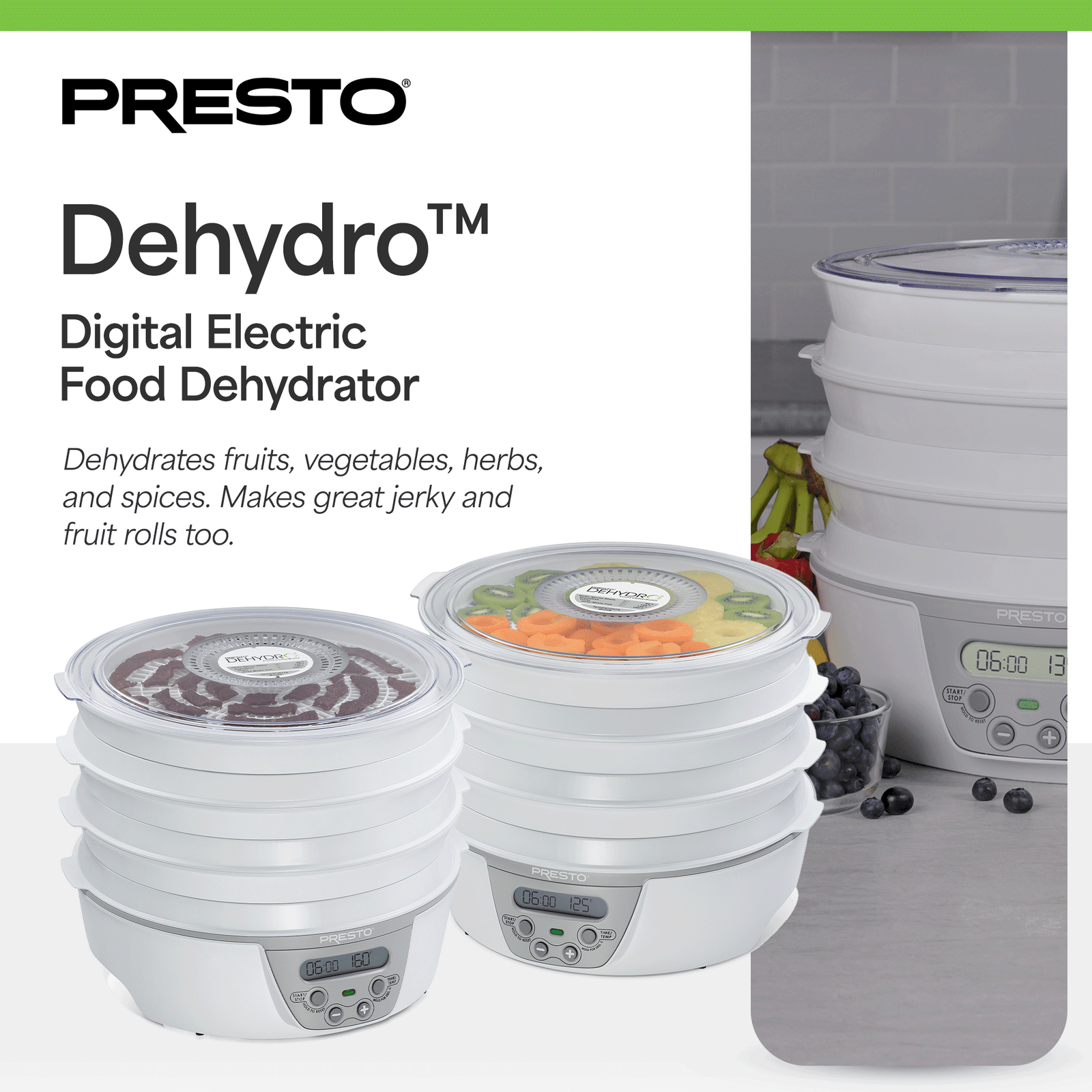 Presto Dehydro 6-Tray Digital Electric Food Dehydrator for Fruits & Vegetables - VMInnovations