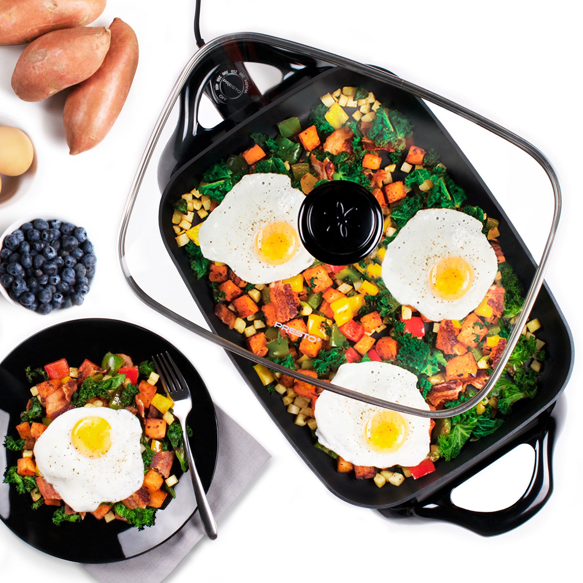 Presto Electric Skillet w/Glass Lid, Nonstick Multi-Cooker, 16", Black(Open Box) - VMInnovations