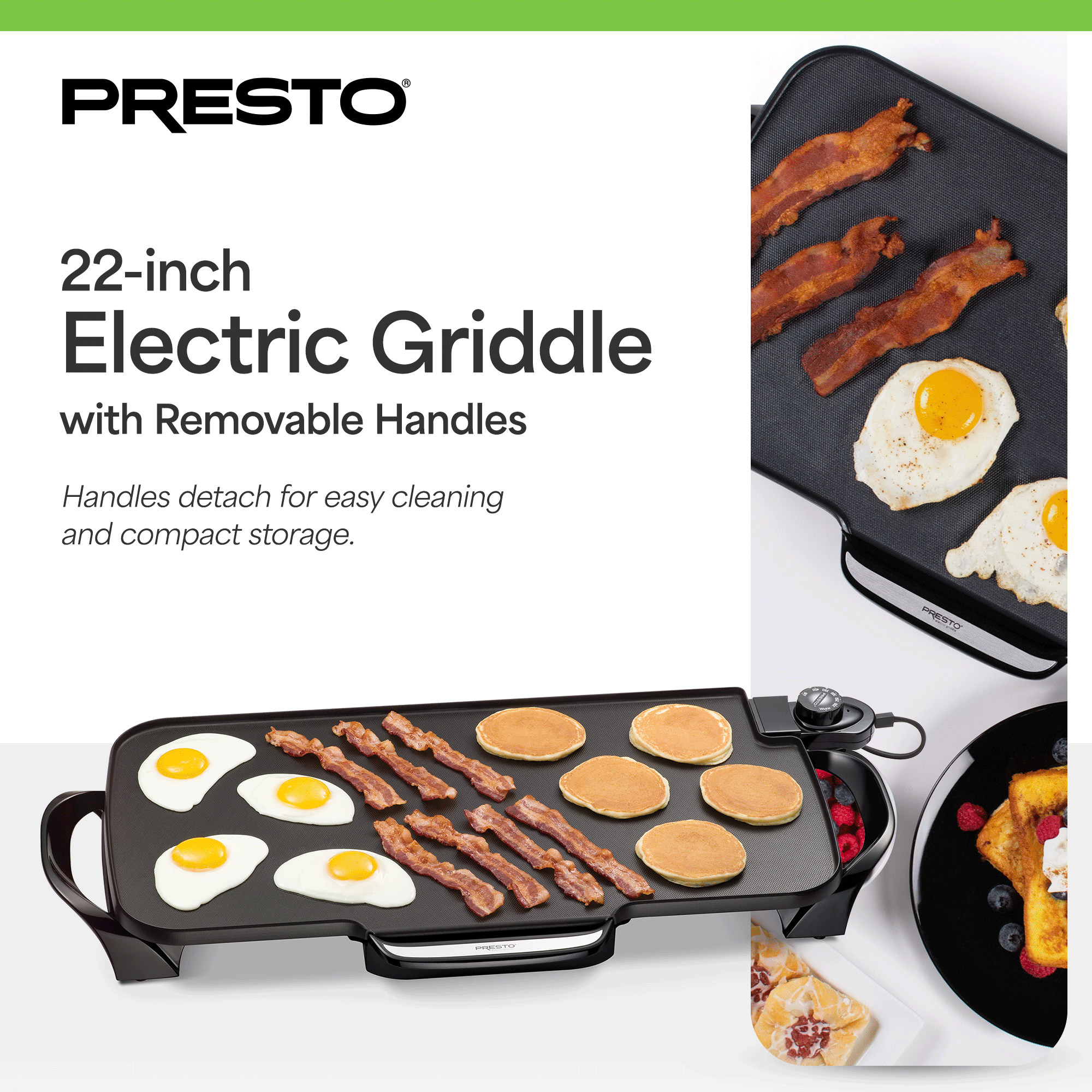 Presto 22" Electric Griddle w/Removable Handles & Nonstick Surface (Open Box)