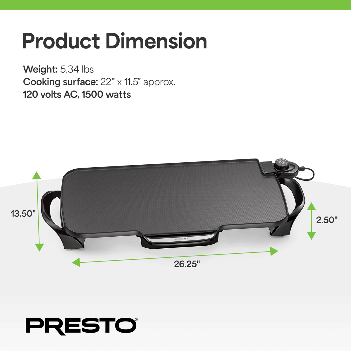 Presto 22" Electric Griddle w/Removable Handles & Nonstick Surface (Open Box)