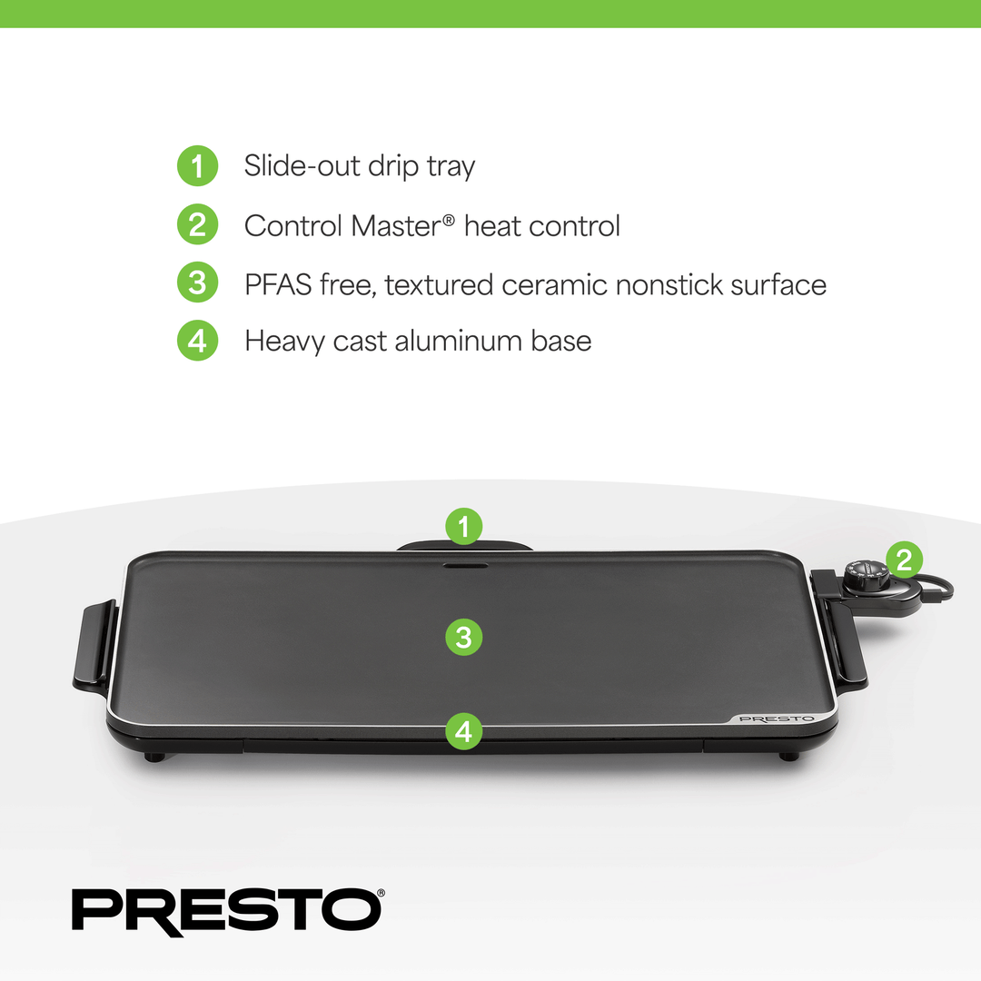 Presto 22" Slimline Griddle with Removable Handles and Ceramic Nonstick Surface - VMInnovations