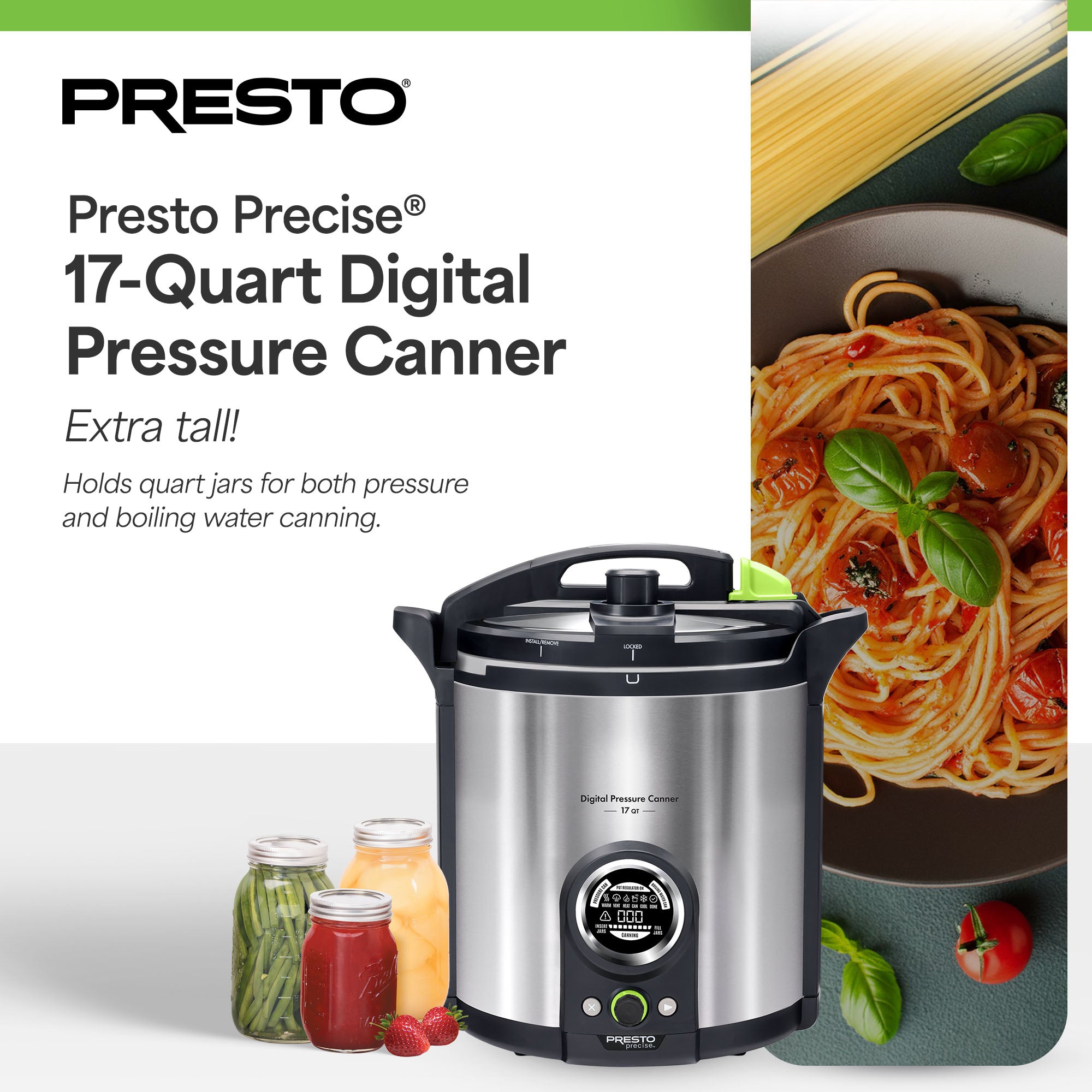 Presto Precise 02152 17 Qt Electric Pressure Canner, Stainless Steel, Silver