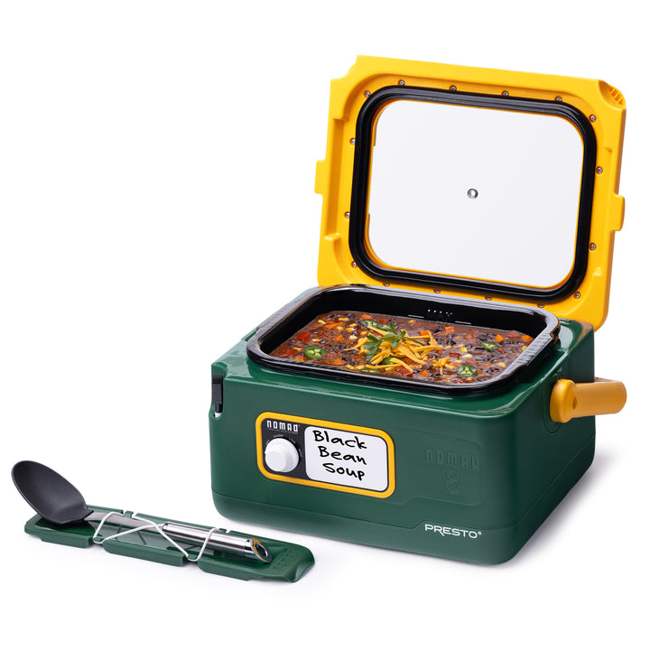 Presto 06019 8 Qt Nomad Portable Electric Slow Cooker, Locking Lid, Green/Gold - VMInnovations