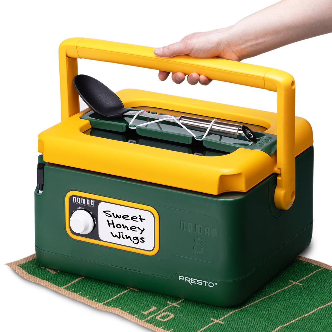 Presto 06019 8 Qt Nomad Portable Electric Slow Cooker, Locking Lid, Green/Gold - VMInnovations