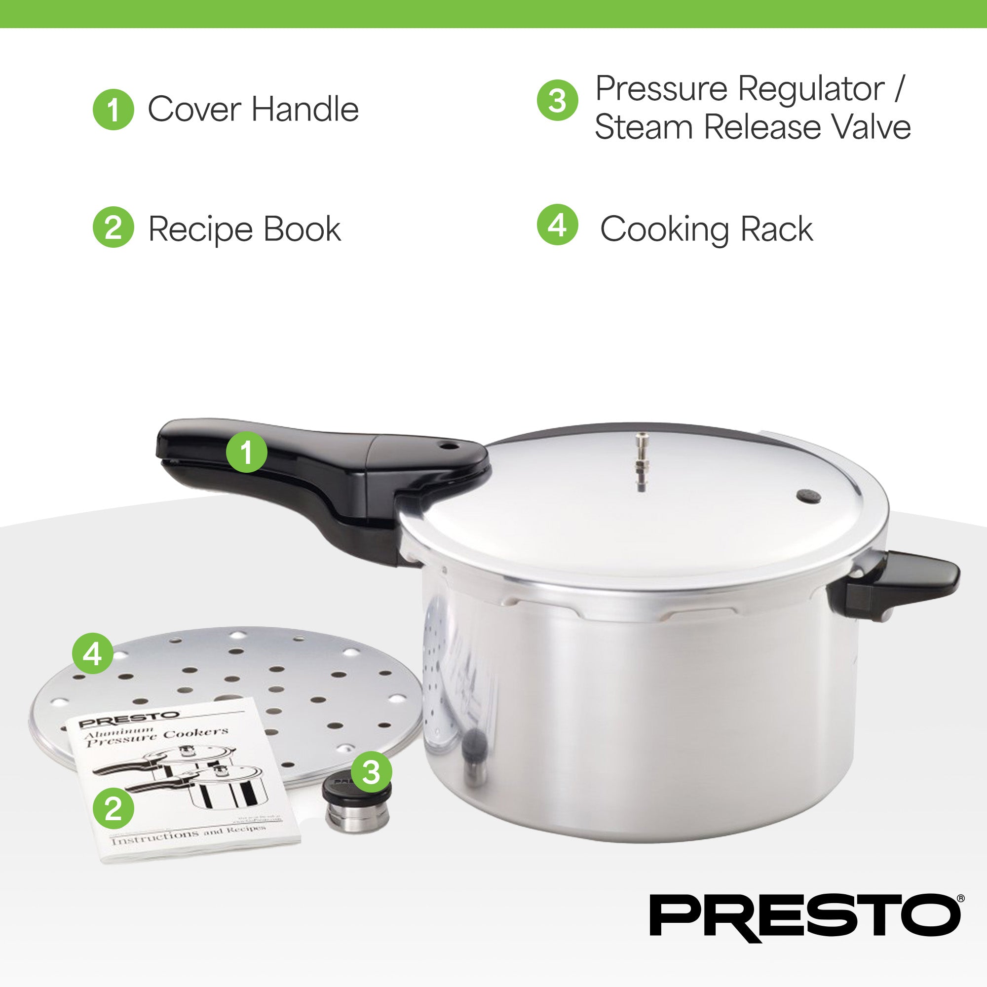 Presto 8qt Aluminum Pressure Cooker, Regulator & Cover Lock, Silver (Used) - VMInnovations
