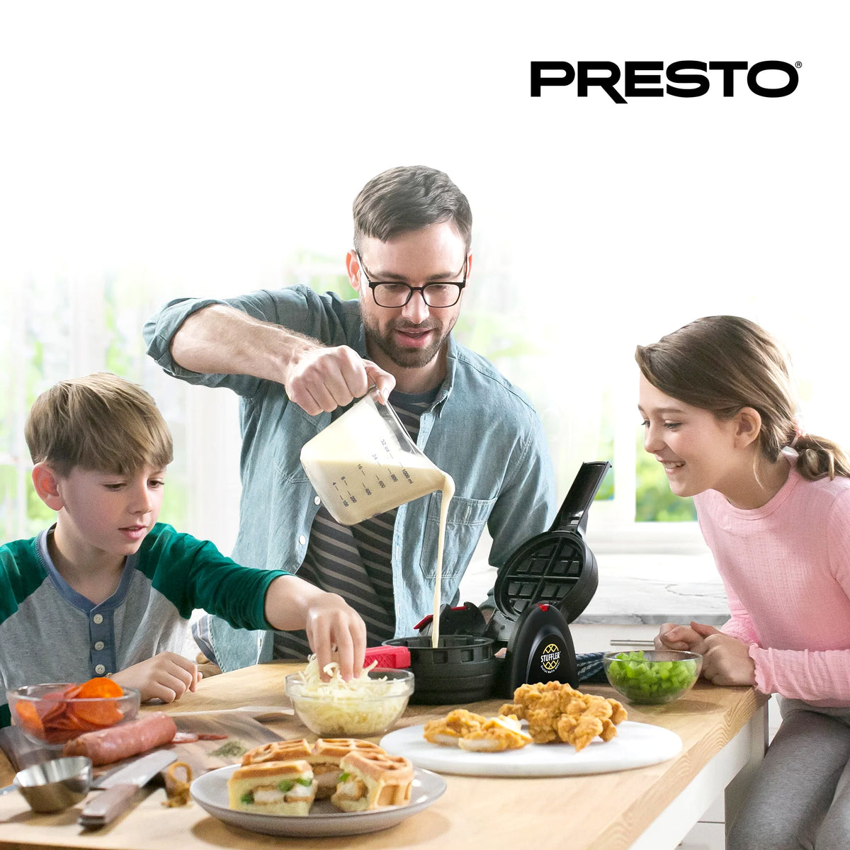 Presto Stuffler Stuffed Belgian Waffle Maker Nonstick Appliance, Black(Open Box)