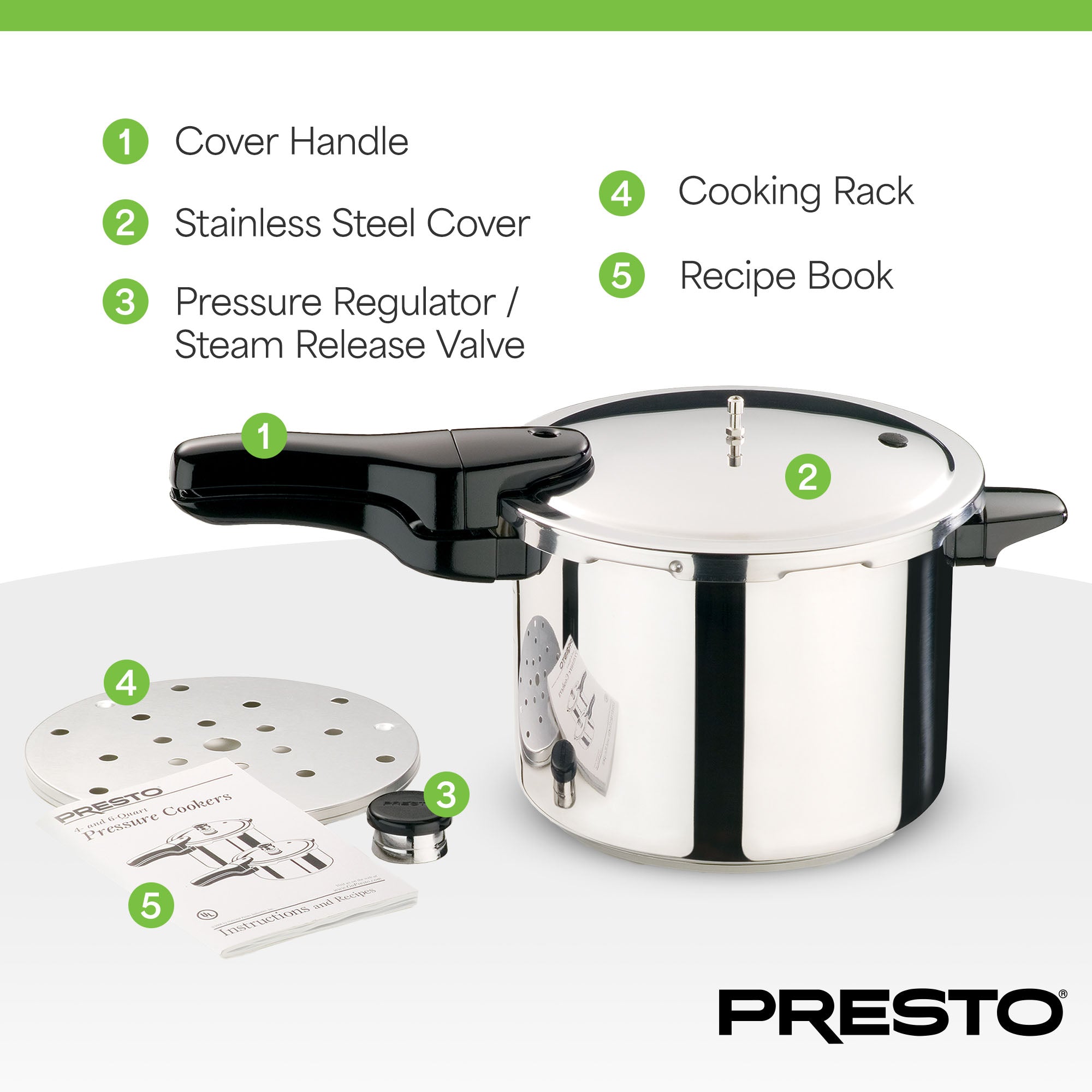 Presto 6qt Stainless Steel Pressure Cooker, Tri Clad Base, Silver (Open Box)