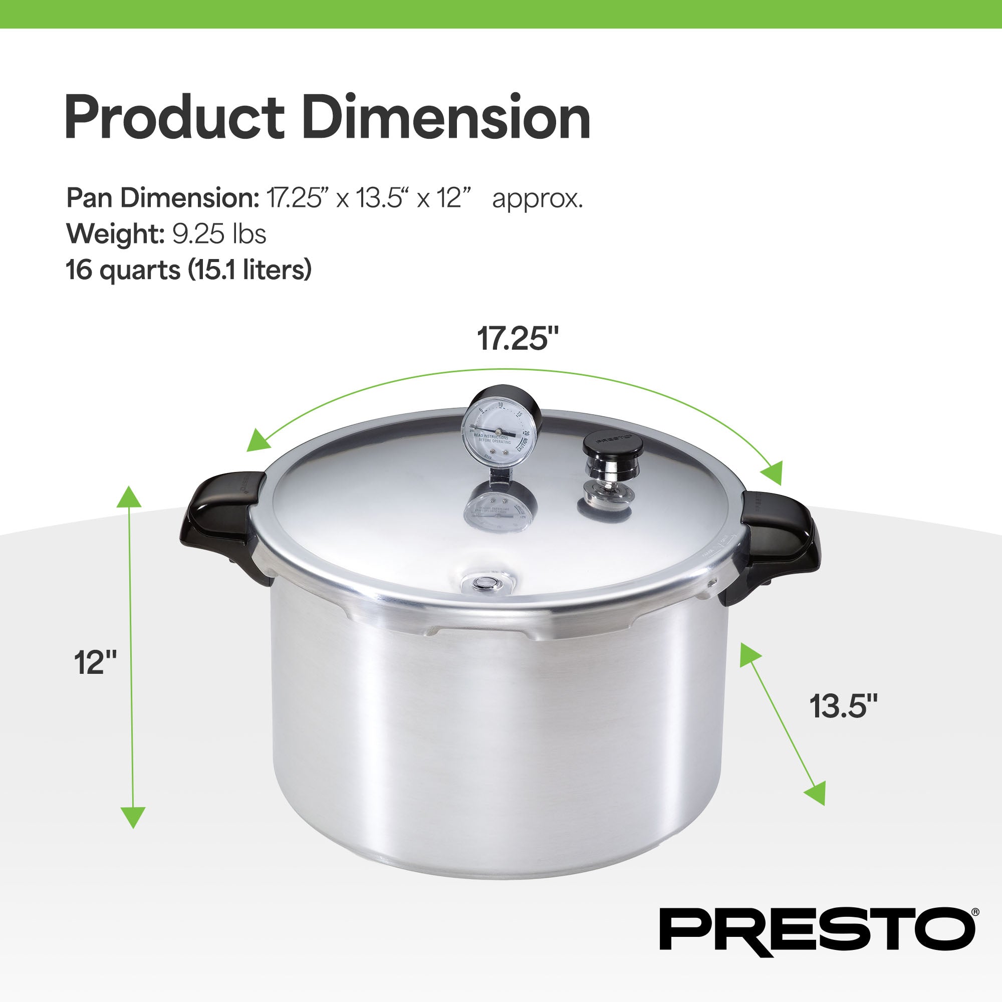 Presto 16 Qt Pressure & Boil Canner, Cooker w/Gauge, Aluminum, Silver (Open Box) - VMInnovations