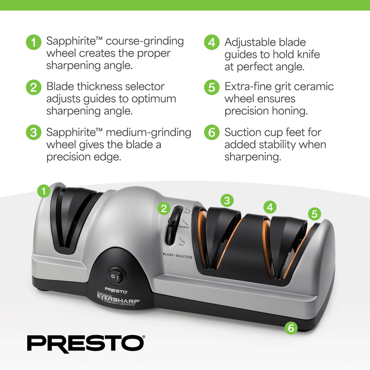 Presto Professional EverSharp Electric Knife Sharpener with 3-Stage Sharpening - VMInnovations